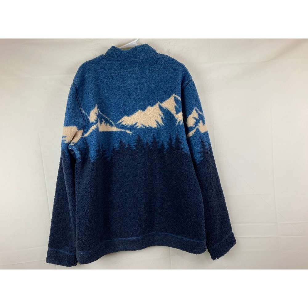 Marine Layer Sherpa Fleece Mens XL Blue Mountain Scene Sweater Nature Ski Cabin - Picture 9 of 9